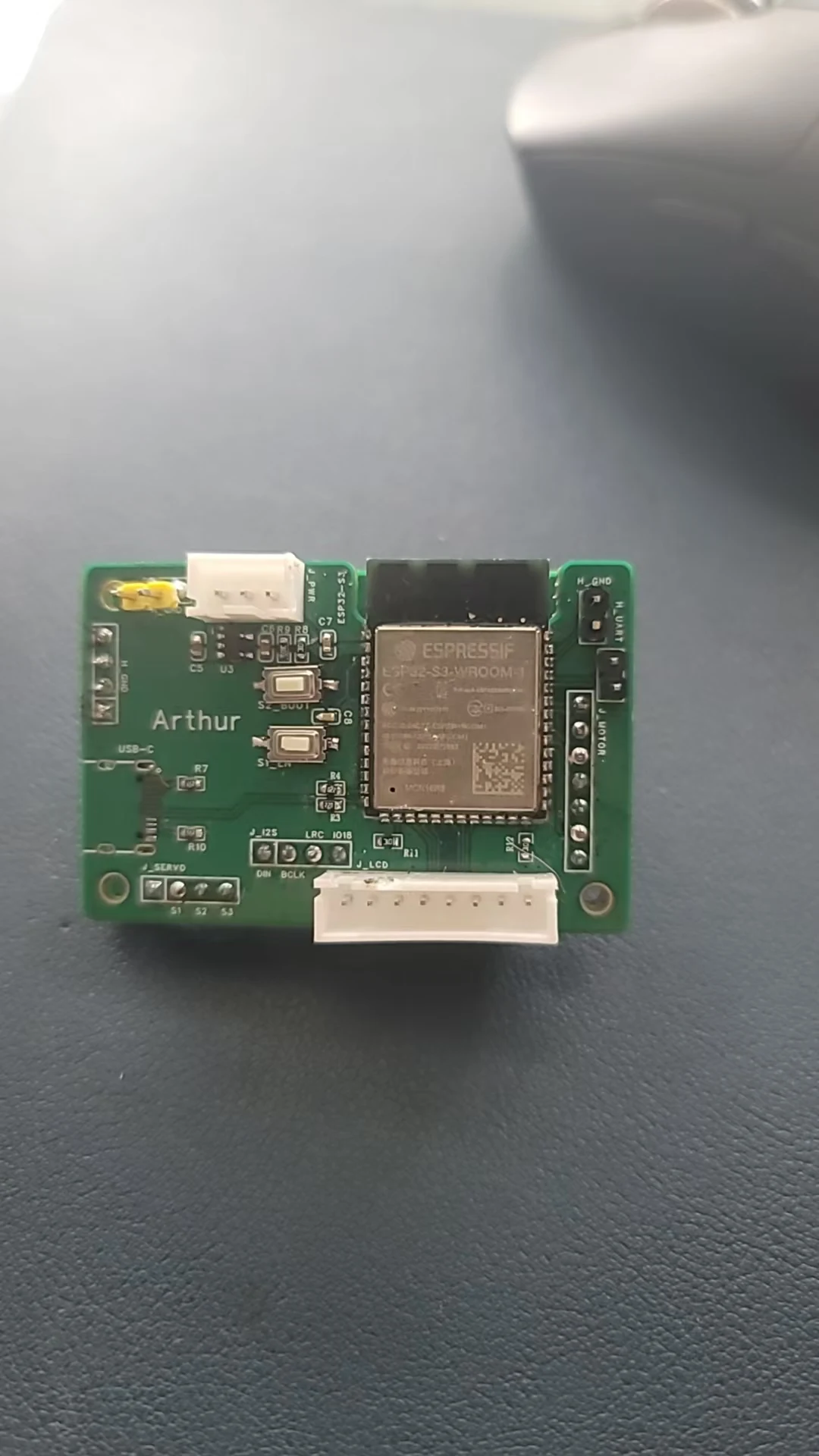 Controller circuit board with ESP32 module during assembly