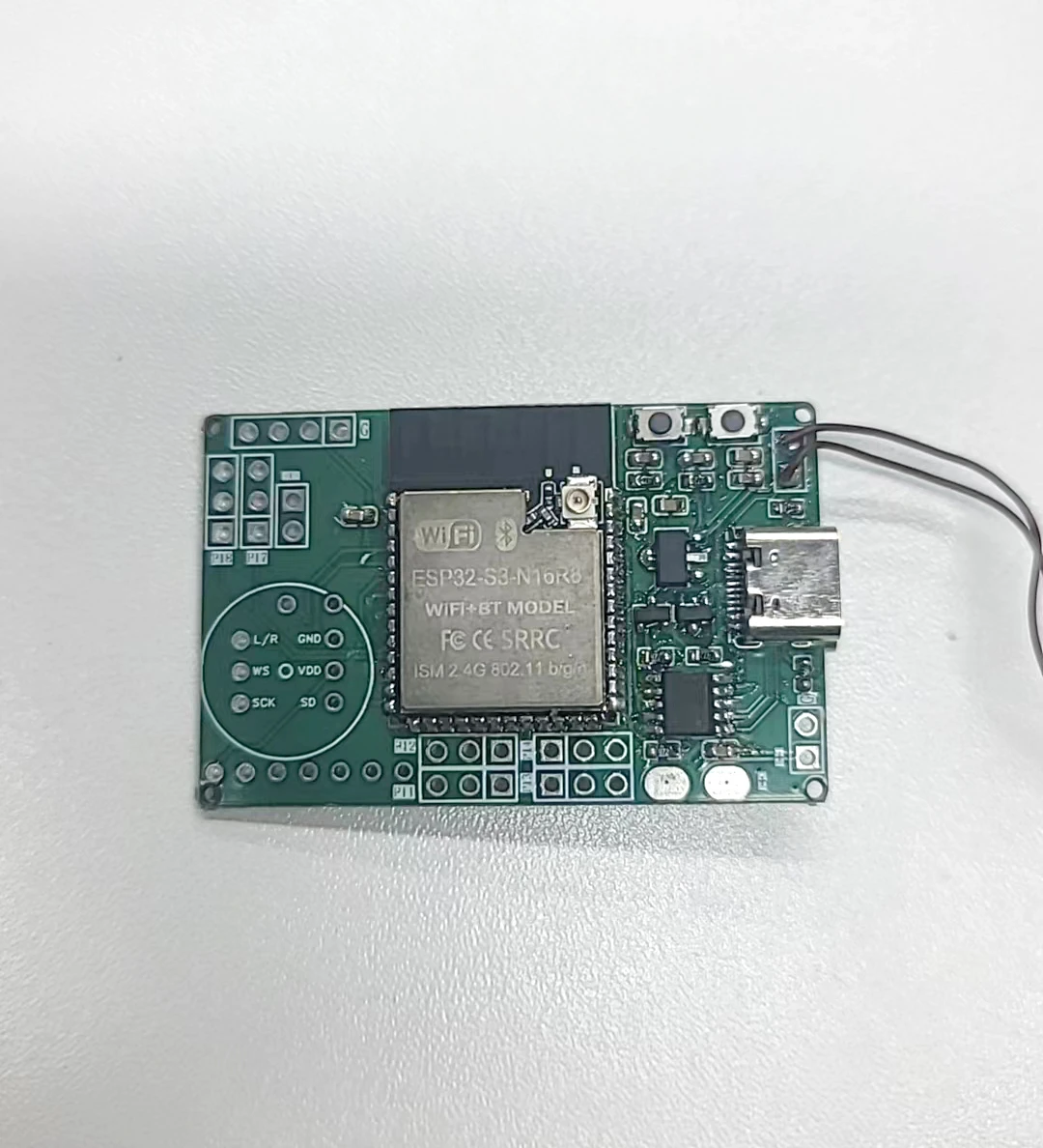 First custom ESP32-S3 PCB with USB-C, microphone connections and peripheral headers